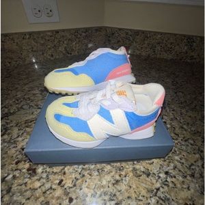New Balance 327 - White, Yellow, Blue, and Pink | Bungee Lace